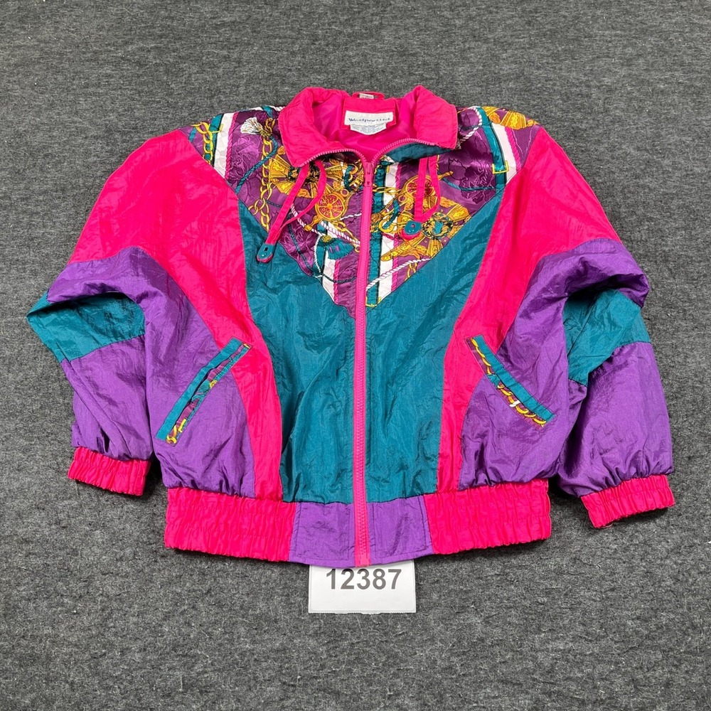 Westport Vintage 80s Colorblock Windbreaker Jacket Pink Purple Teal Baroque L